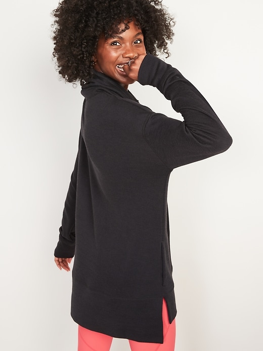 Image number 2 showing, Cowl-Neck Mélange Tunic Sweater