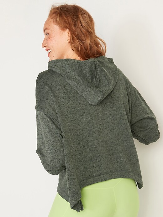 Image number 2 showing, Loose Cropped Sweater-Knit Hoodie