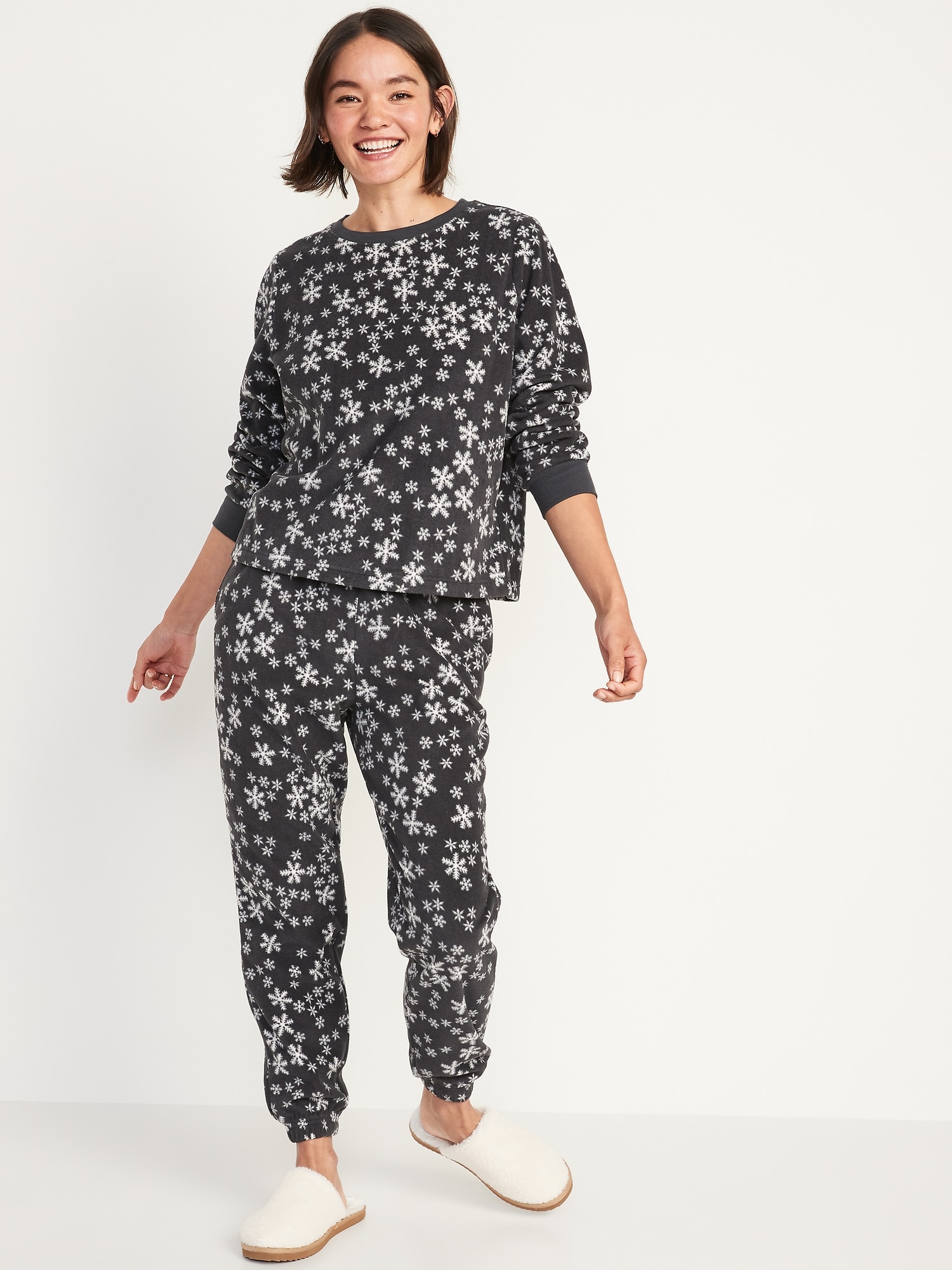 Matching Printed Microfleece Pajama Set
