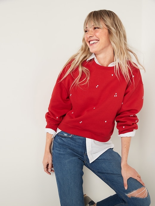 Image number 1 showing, Crew-Neck Cropped Sweatshirt for Women