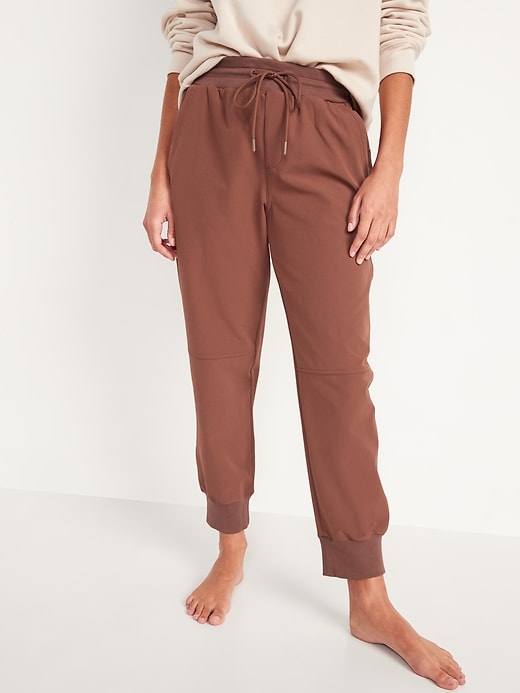 Image number 1 showing, High-Waisted StretchTech Water-Repellent Cropped Jogger Pants