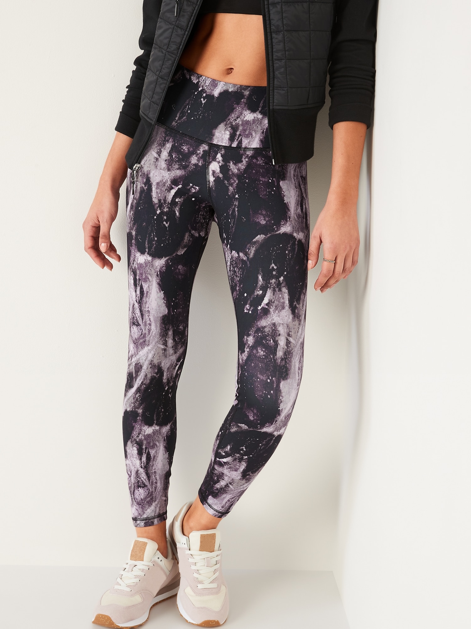 Old Navy Active Powerpress High-Rise Leggings Go-Dry Womens Small Black  Floral