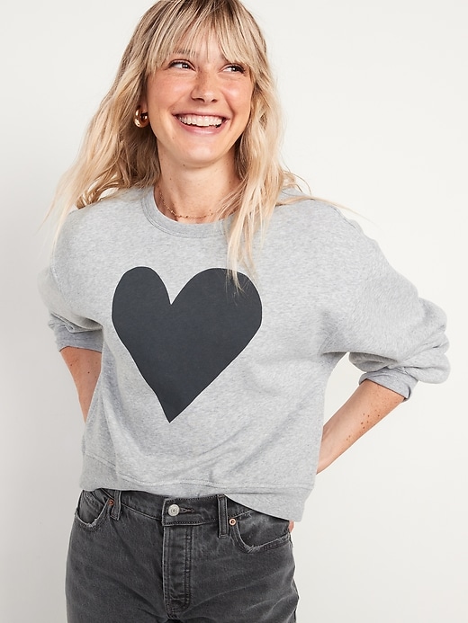 Image number 1 showing, Crew-Neck Cropped Sweatshirt for Women