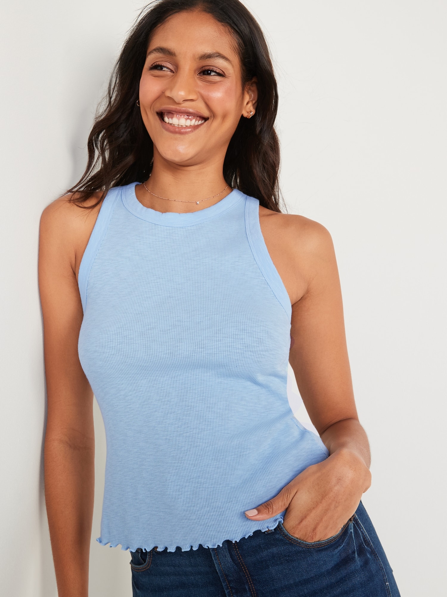 Fitted Rib-Knit Tank for Women