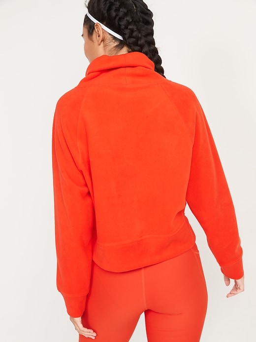 Image number 2 showing, Funnel-Neck Cropped Microfleece Sweatshirt