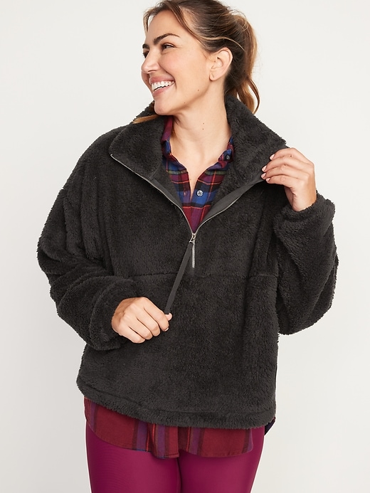 Image number 5 showing, High-Neck Half Zip Sherpa Sweatshirt