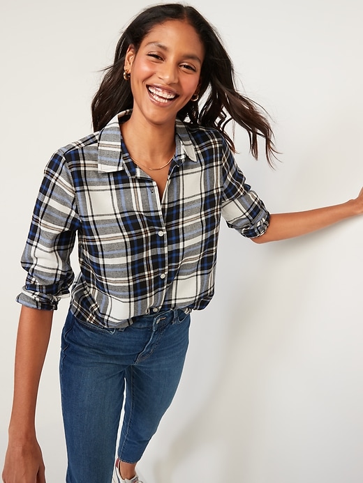 Oldnavy Long-Sleeve Plaid Flannel Shirt for Women