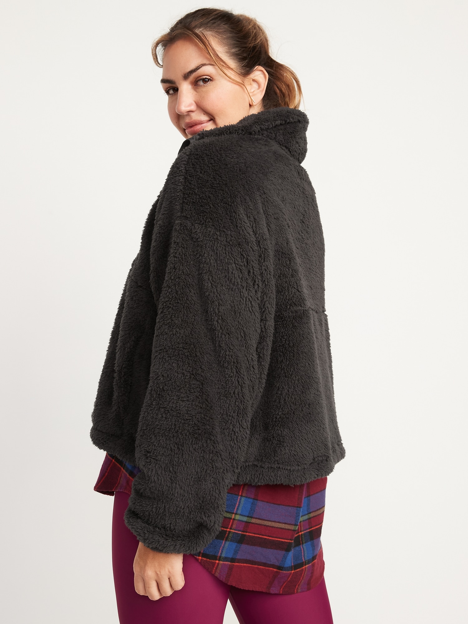 HighNeck Half Zip Sherpa Sweatshirt Old Navy