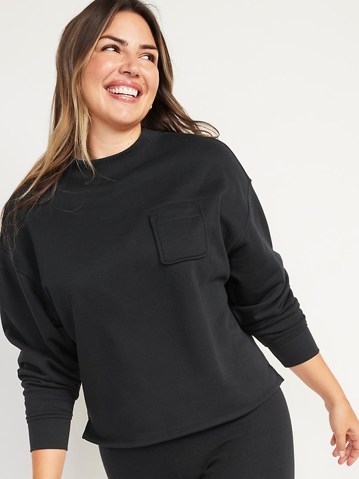Image number 5 showing, Slouchy Mock-Neck French-Terry Sweatshirt