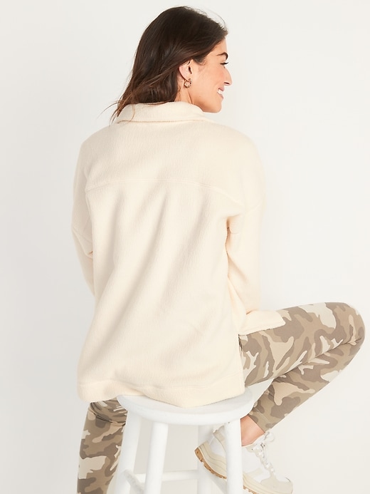 Image number 2 showing, Oversized Sherpa Quarter-Zip Tunic Sweatshirt