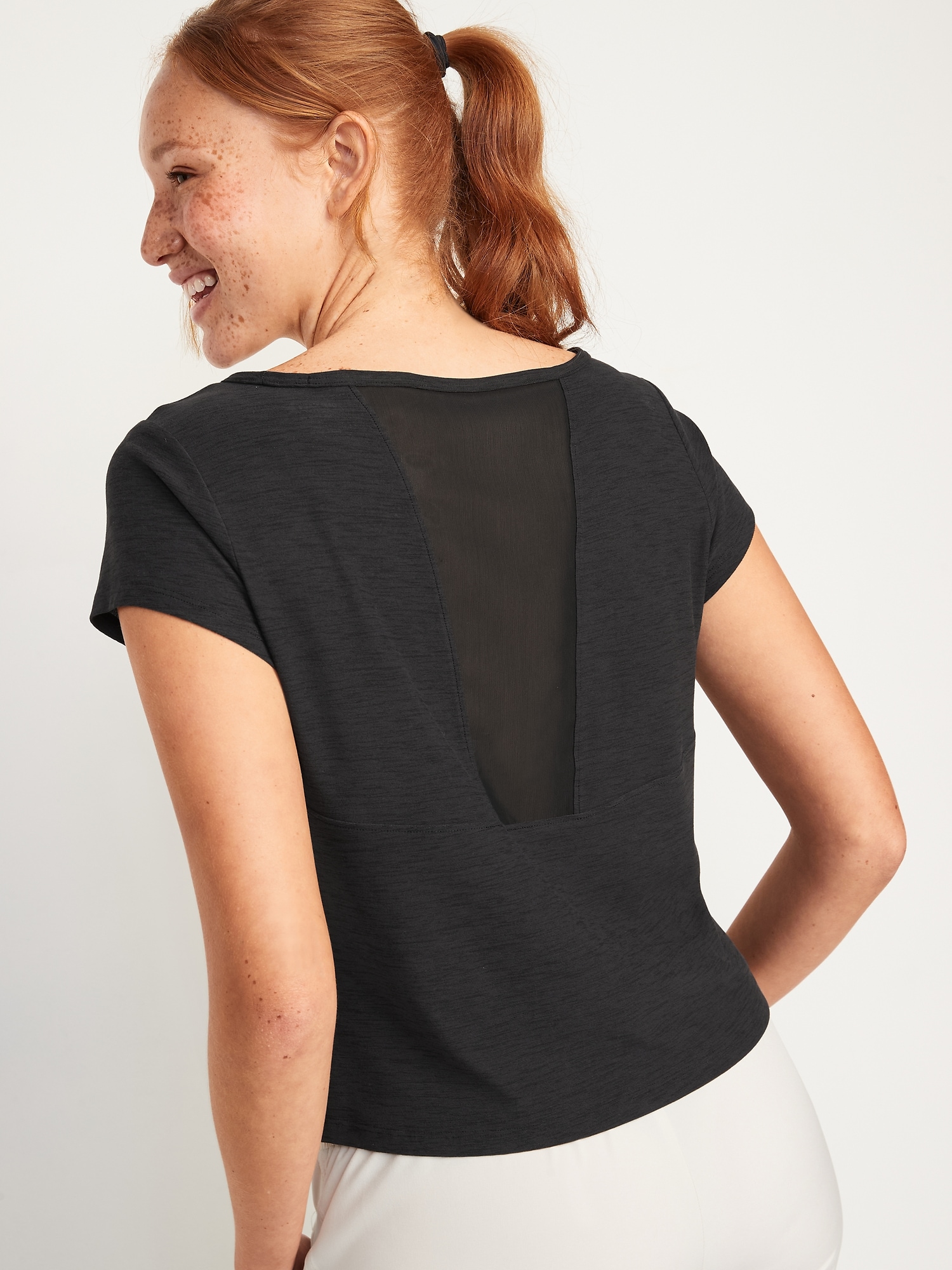 Scoop Neck Mesh Back T-Shirt