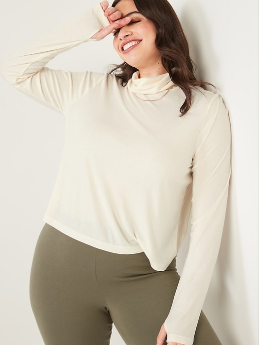 Image number 5 showing, UltraLite Performance Cropped Ribbed Turtleneck Top