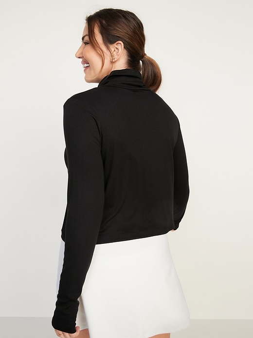 Image number 6 showing, UltraLite Performance Cropped Ribbed Turtleneck Top for Women