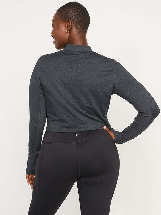 Image number 5 showing, CozeCore Long-Sleeve Cropped Rib-Paneled Top for Women