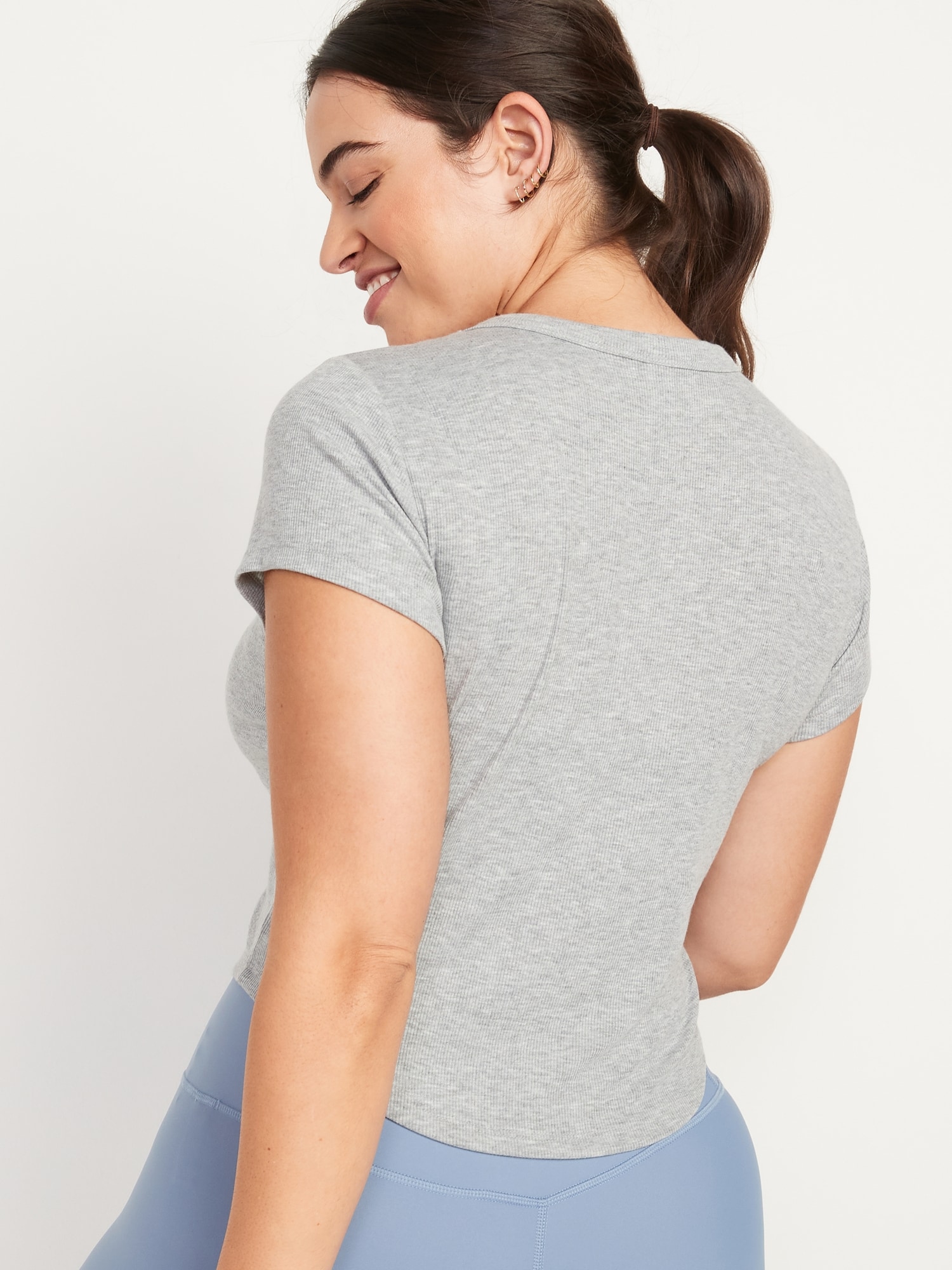 Short-Sleeve UltraLite Cropped Rib-Knit T-Shirt for Women | Old Navy