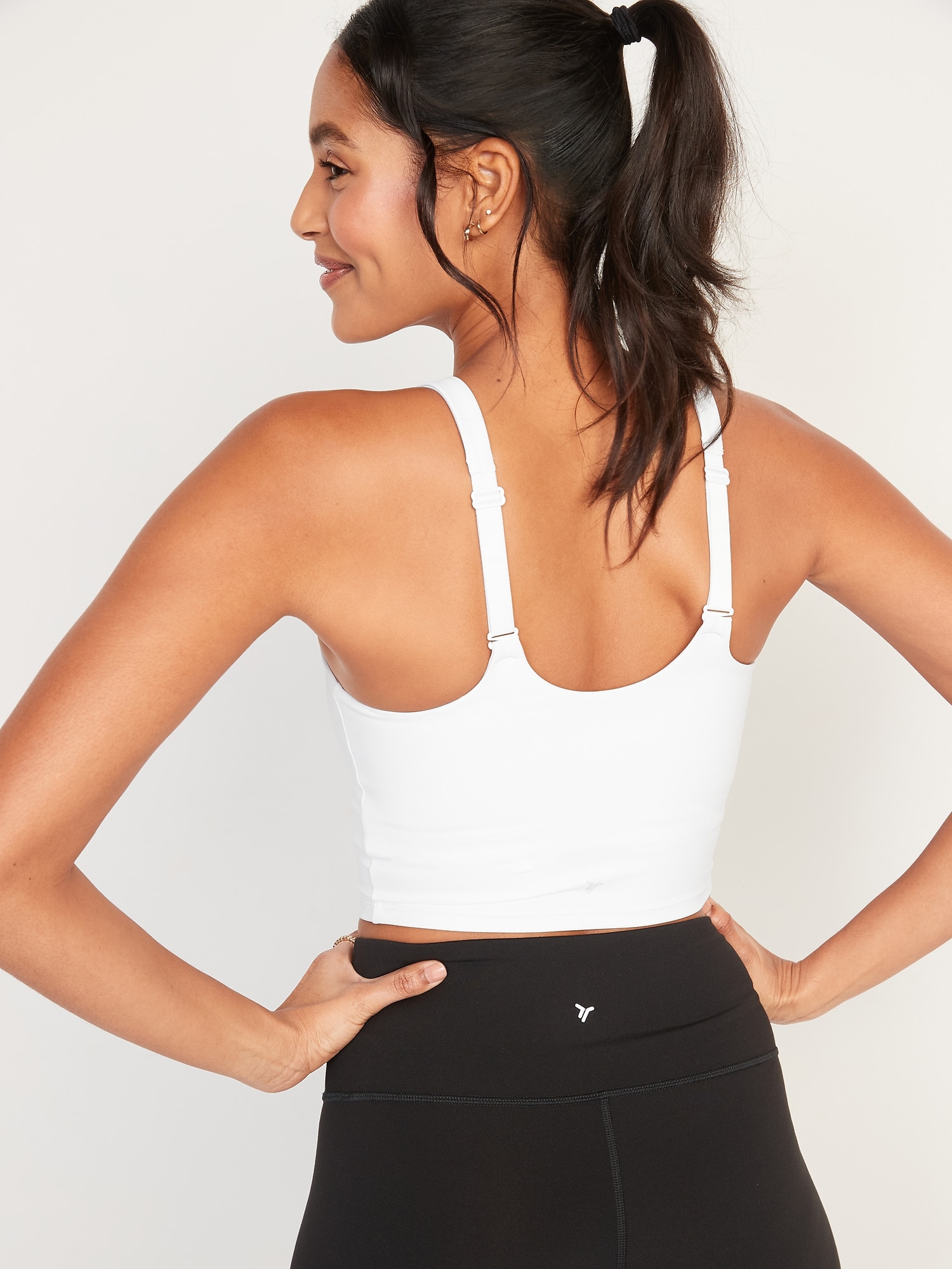 Old Navy - Light Support PowerSoft Adjustable Longline Sports Bra for Women  white