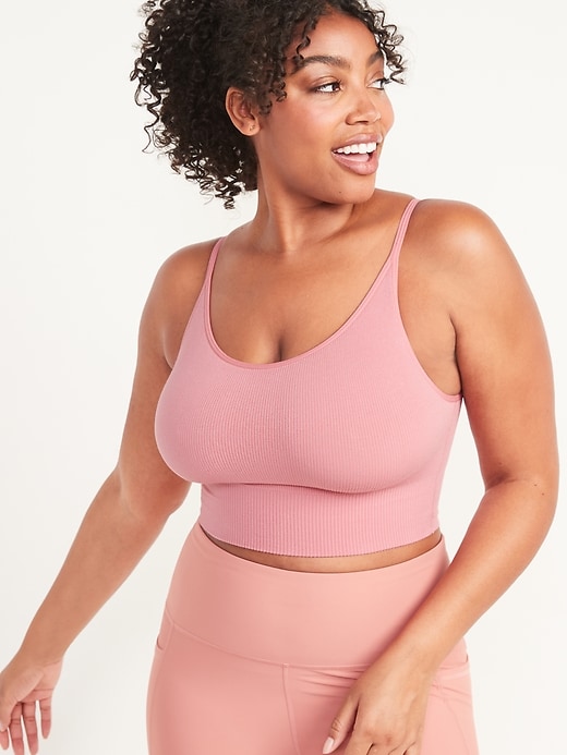 Old Navy - Rib-Knit Seamless Bandeau Bralette Top for Women pink