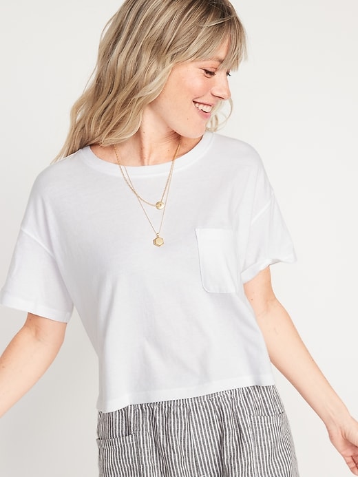 Oldnavy Short-Sleeve Cropped Oversized T-Shirt for Women