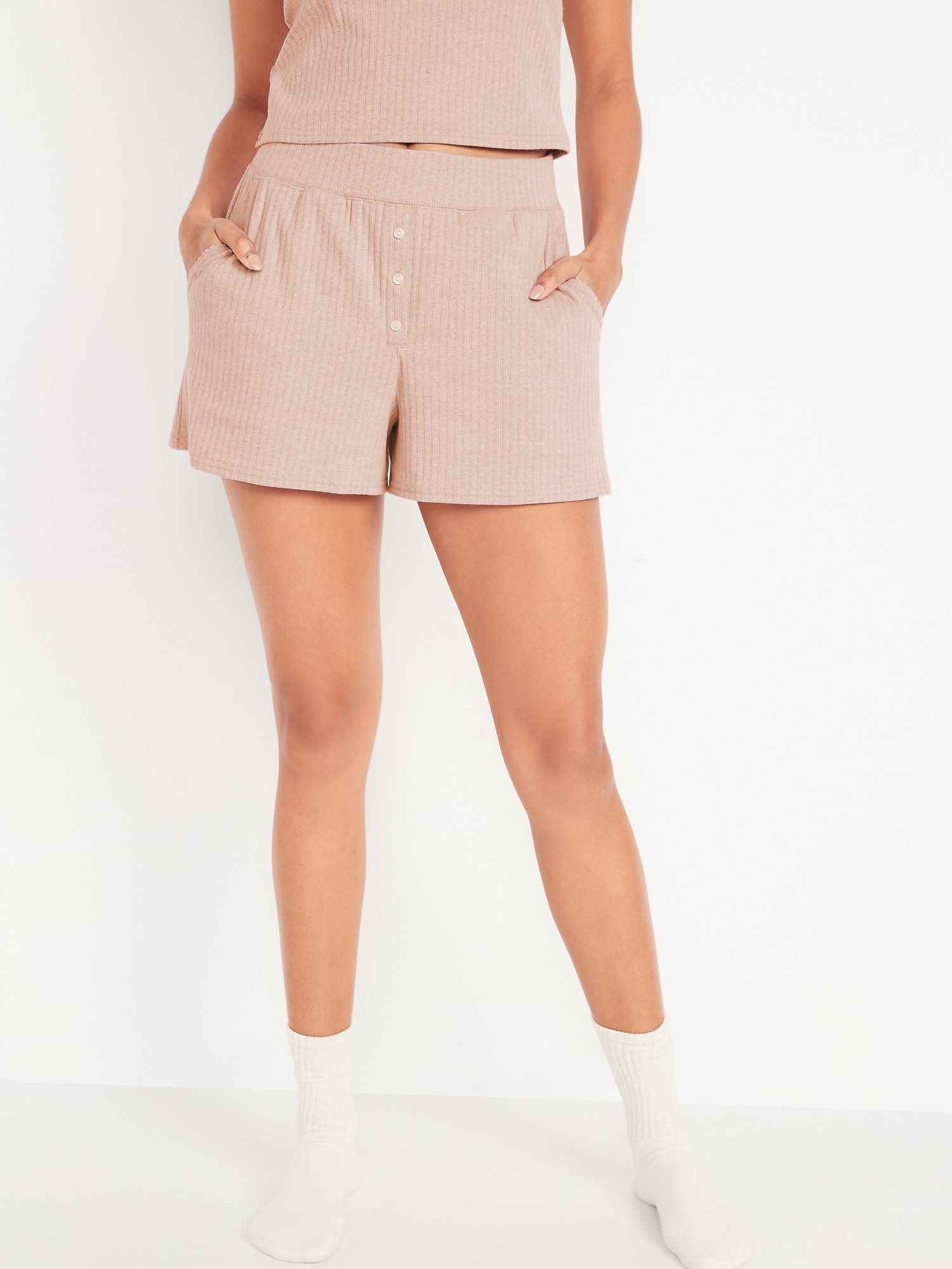High-Waisted Pajama Shorts -- 3-inch inseam