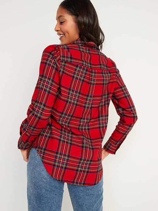 Image number 2 showing, Long-Sleeve Plaid Flannel Shirt for Women