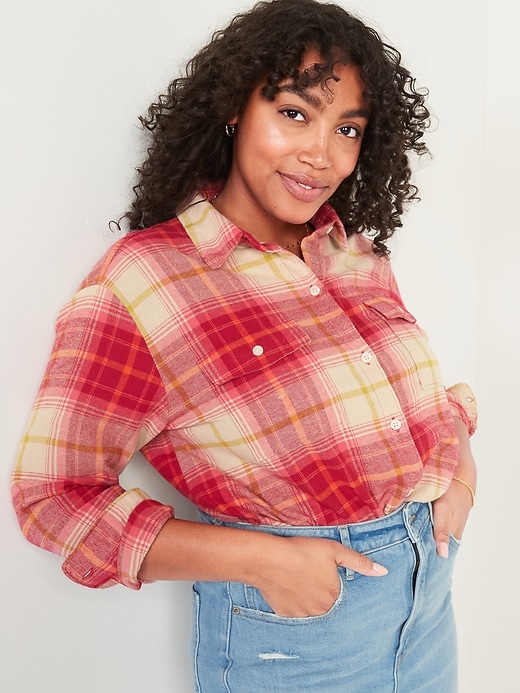 Image number 5 showing, Oversized Plaid Flannel Boyfriend Tunic Shirt