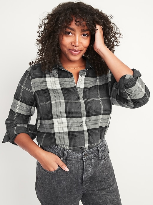 Image number 5 showing, Classic Plaid Flannel Shirt for Women