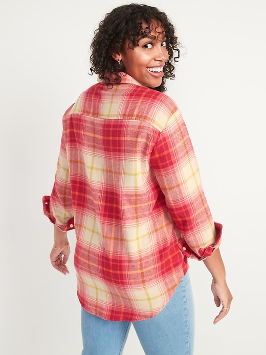 Image number 6 showing, Oversized Plaid Flannel Boyfriend Tunic Shirt