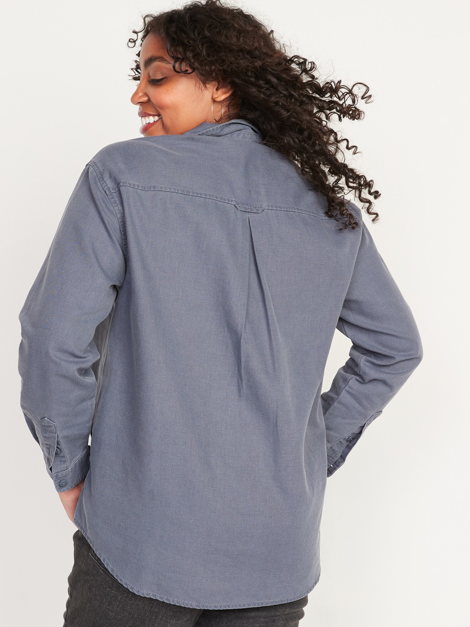 Oversized Boyfriend LongSleeve Shirt Old Navy