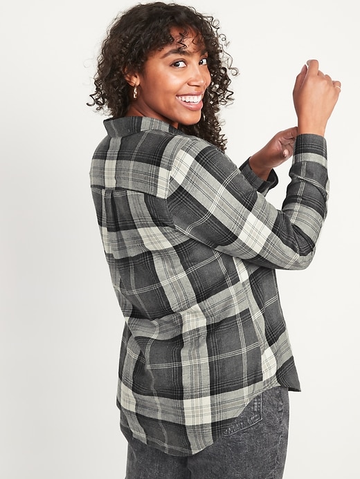 Image number 6 showing, Classic Plaid Flannel Shirt for Women