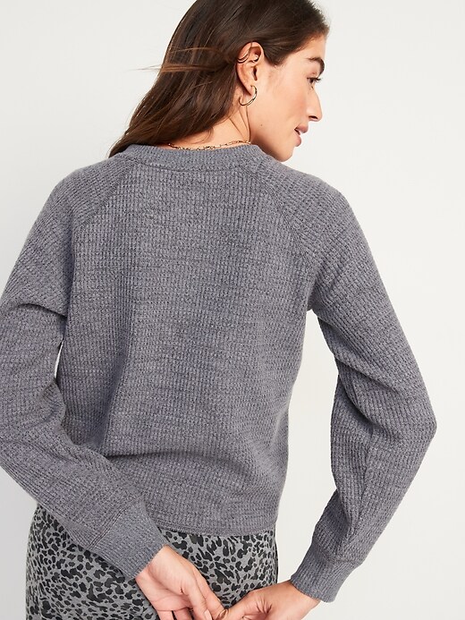 Image number 2 showing, Loose Cropped Cozy Long-Sleeve Henley T-Shirt