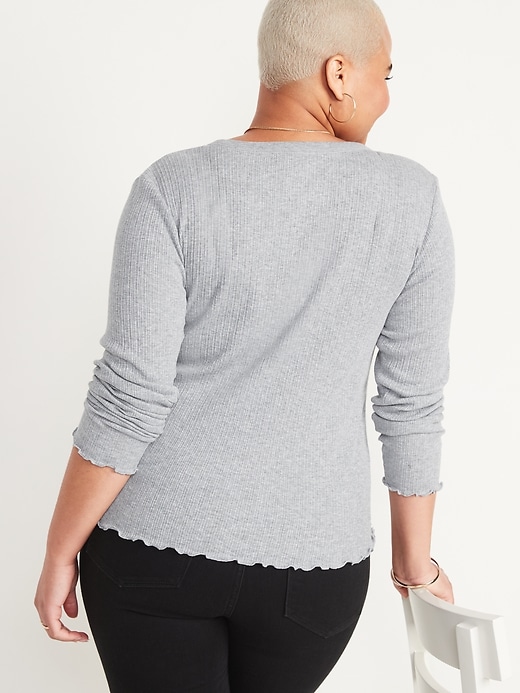 Image number 5 showing, Long-Sleeve Rib-Knit Henley T-Shirt