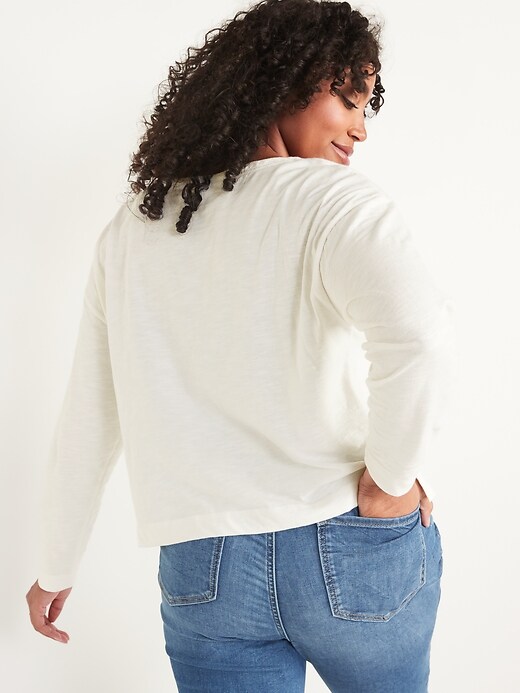 Image number 6 showing, Long-Sleeve Easy Henley T-Shirt for Women