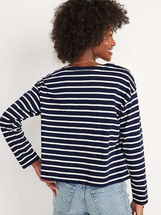 Image number 2 showing, Loose Mariner-Stripe Long-Sleeve Henley T-Shirt