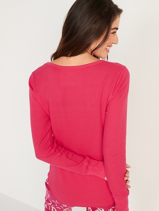 Long-Sleeve Scoop-Neck Thermal Pajama T-shirt | Old Navy