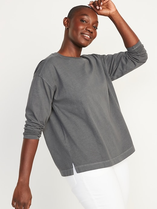 Image number 5 showing, Long-Sleeve Vintage Loose T-Shirt for Women