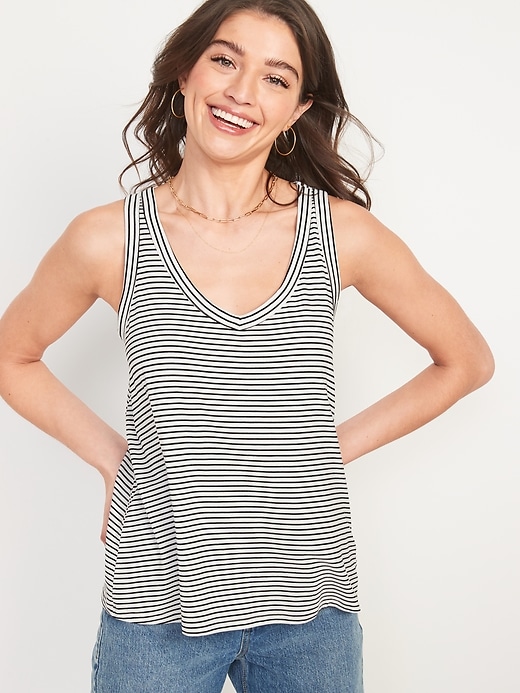 Image number 1 showing, Luxe V-Neck Striped Swing Tank Top for Women