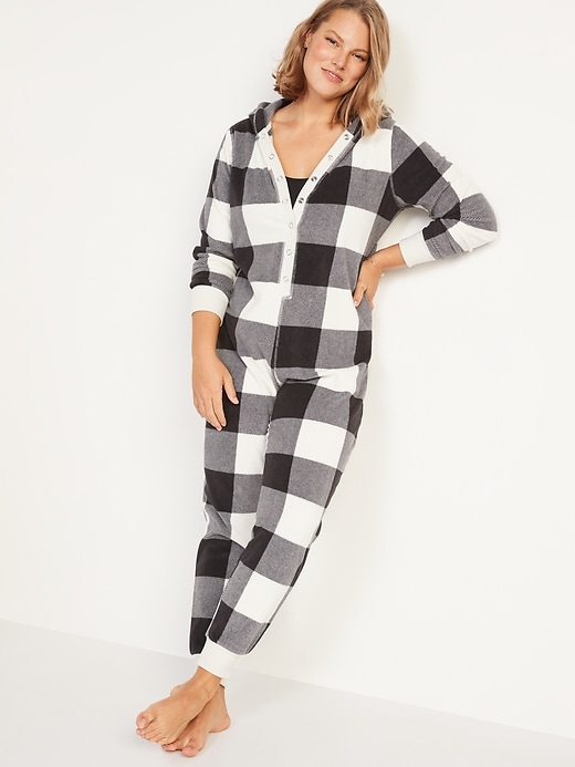 Purjarda Women's Hoodie One Piece Pajama Long Sleeve Fleece Hooded