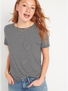 old navy black white striped shirt