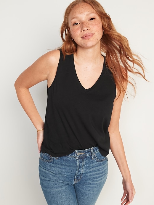 Image number 1 showing, Sleeveless V-Neck EveryWear T-shirt for Women