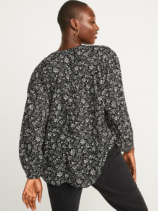 Image number 6 showing, Oversized Floral-Print Long-Sleeve Blouse for Women