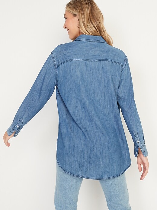 Oversized Boyfriend Tunic Jean Shirt 