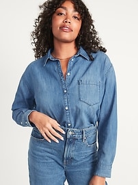 Oversized Boyfriend Tunic Jean Shirt 