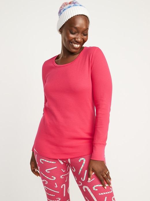 Image number 5 showing, Long-Sleeve Scoop-Neck Thermal Pajama T-shirt