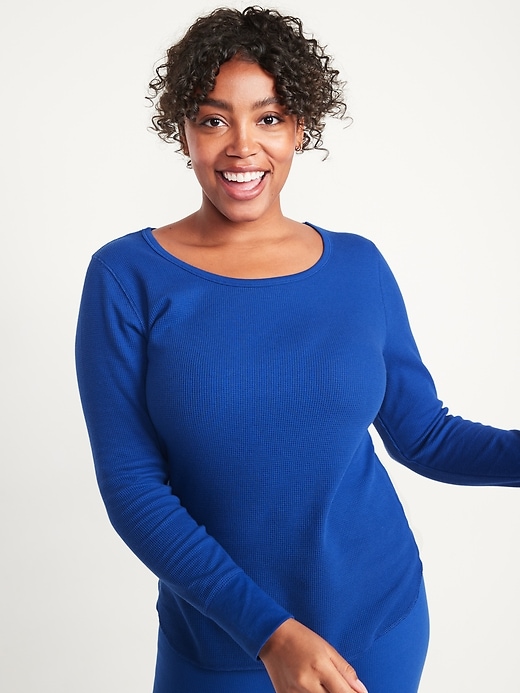 Image number 5 showing, Long-Sleeve Scoop-Neck Thermal Pajama T-shirt