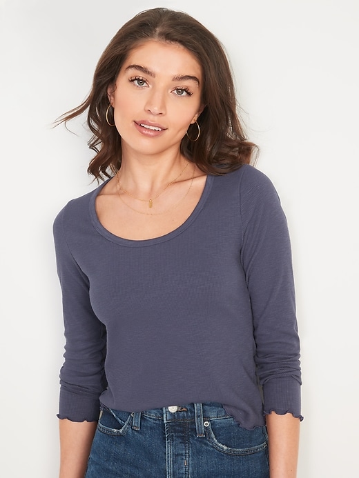 Image number 1 showing, Slim-Fit Rib-Knit Long-Sleeve T-Shirt