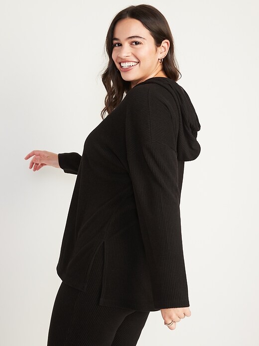 Image number 6 showing, Cozy Oversized Rib-Knit Tunic Hoodie