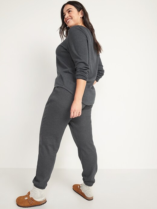 Image number 6 showing, High-Waisted Thermal-Knit Jogger Pajama Pants