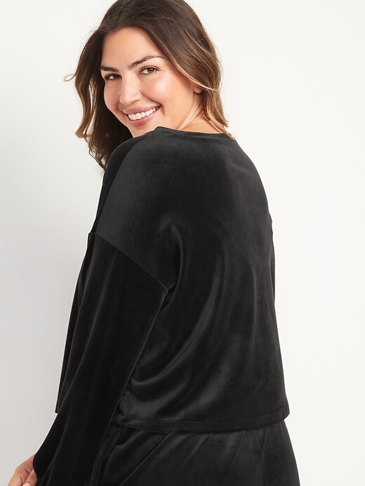 Image number 6 showing, Long-Sleeve Velvet Pajama Top for Women