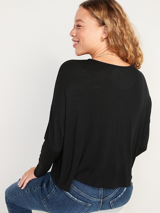 Image number 2 showing, Luxe Oversized Long-Sleeve T-Shirt for Women