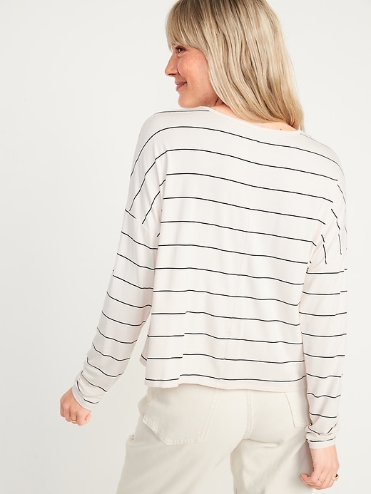 Image number 2 showing, Oversized Luxe Striped Long-Sleeve T-Shirt